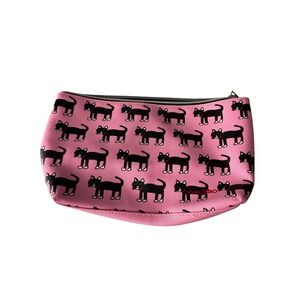 Marc Tetro Pink Black Cat Cosmetic Makeup Pouch Zipper Bag